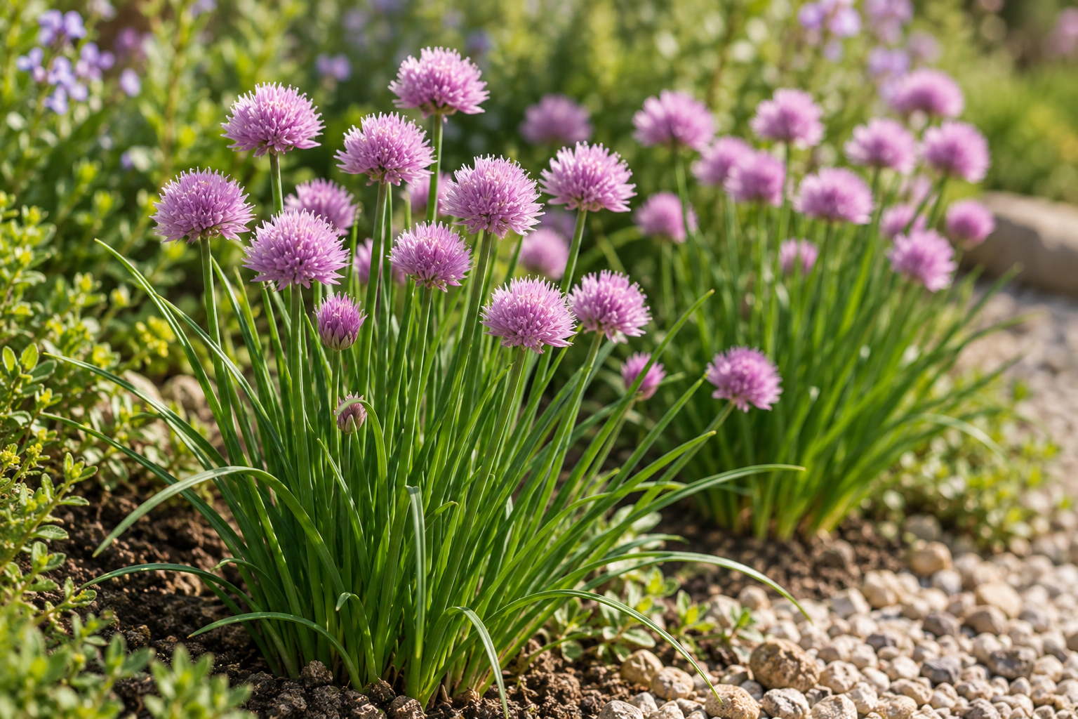 Détail agrandi créé par IA d’Allium carolinianum