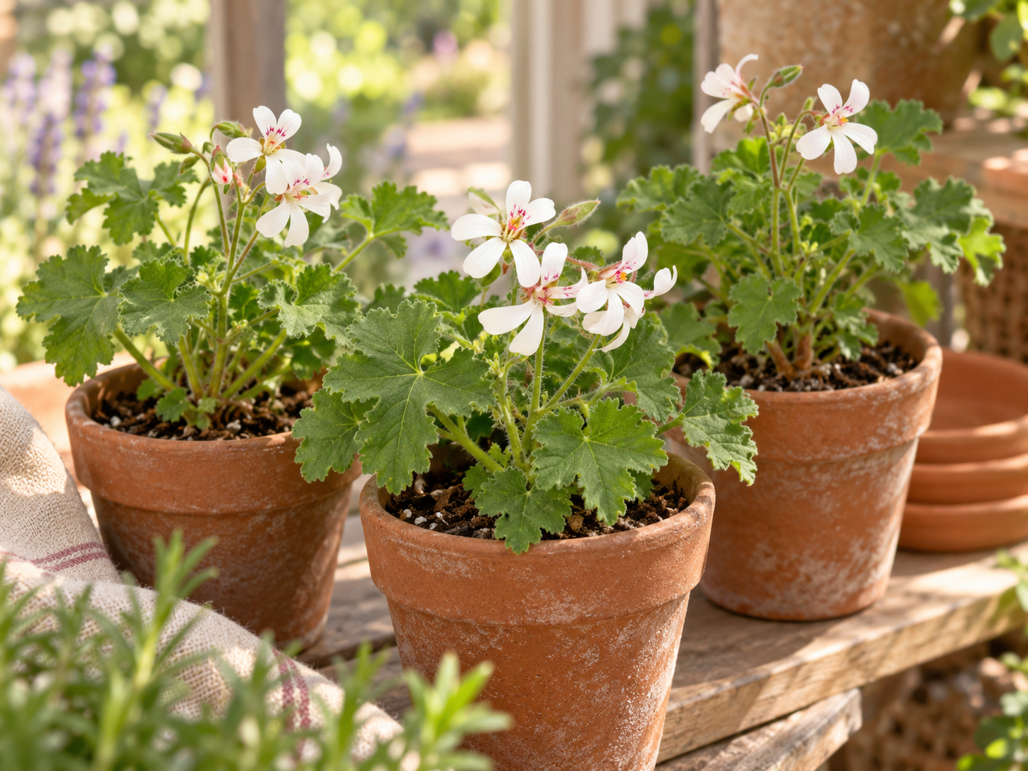 Détail agrandi créé par IA de Pelargonium · sélection d’hybrides odorants