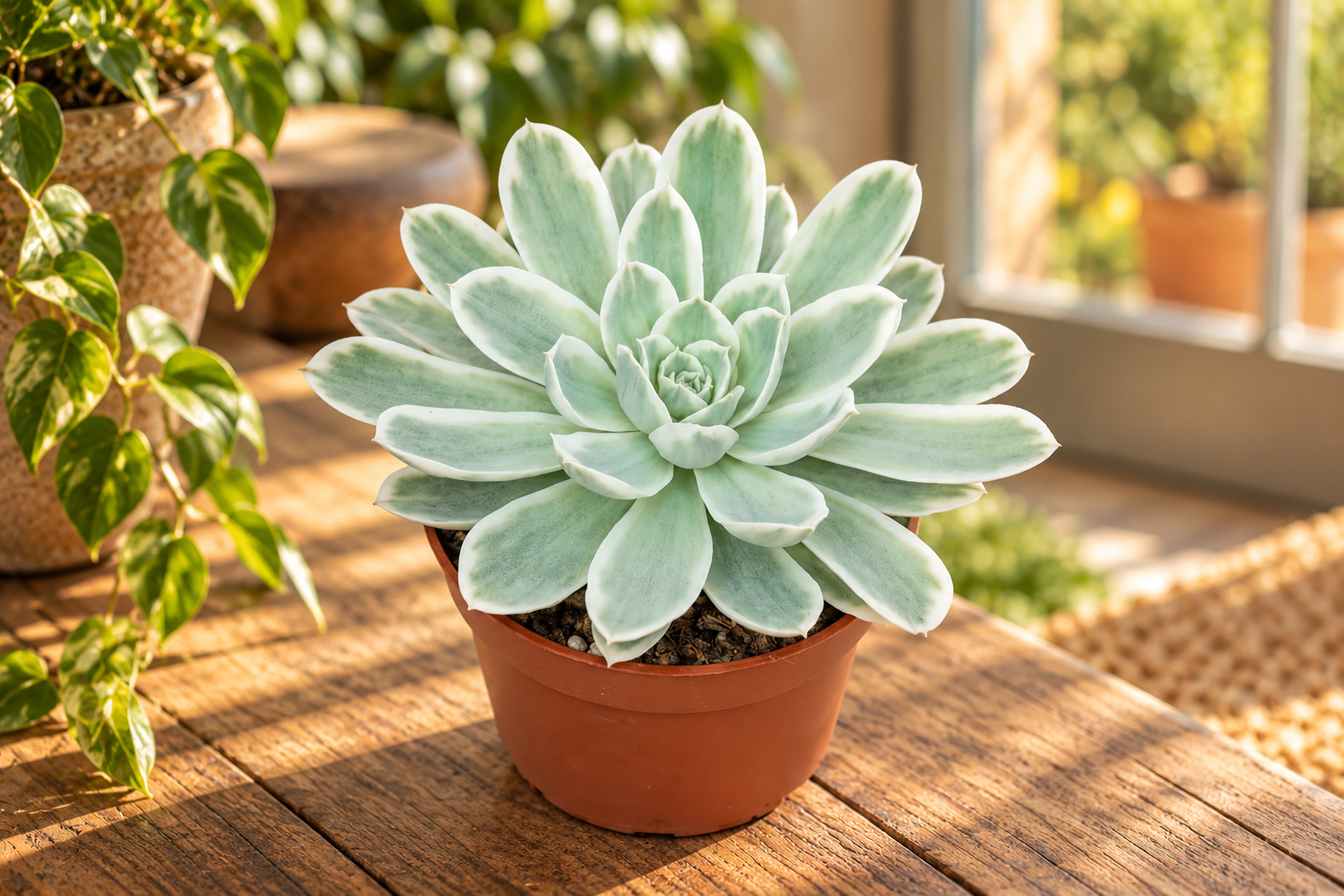 KI-gestaltete zweite Ansicht von Echeveria subsessilis 'Lemon Lime'