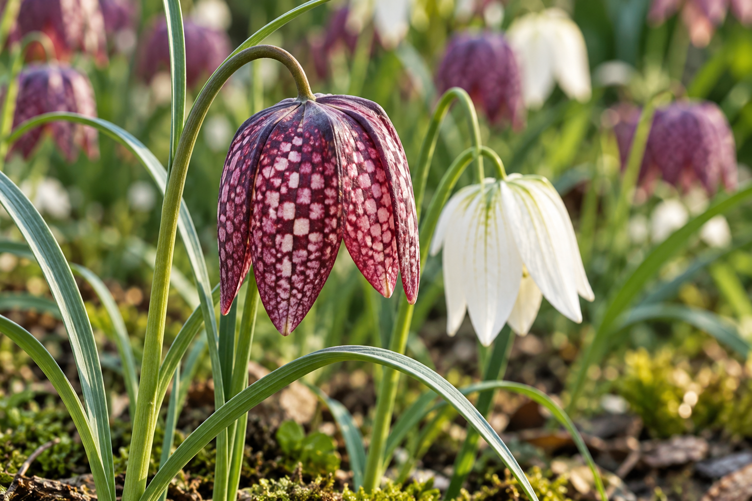 Enlarged AI detail view of Fritillaria meleagris