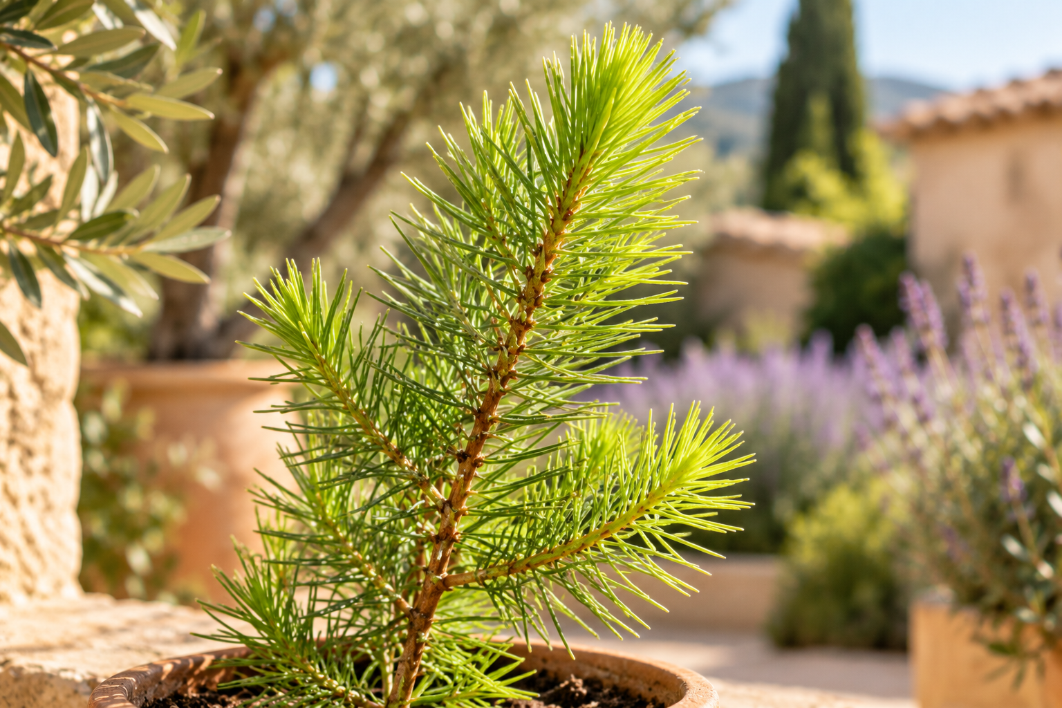 KI-gestaltete Detailansicht: Pinus pinea