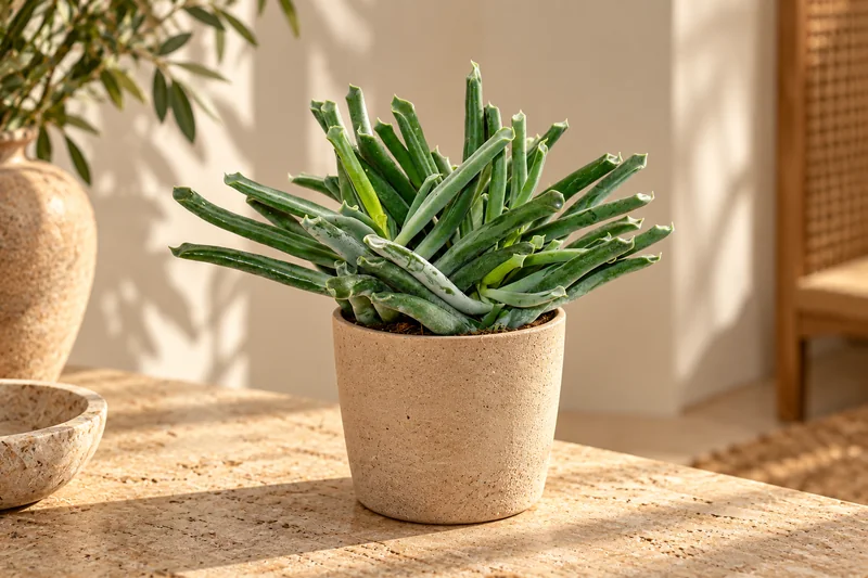 KI-gestaltete Szene mit Cotyledon 'Elephants Trunk' · Handelsbezeichnung nach der zugehörigen Original-Shopaufnahme