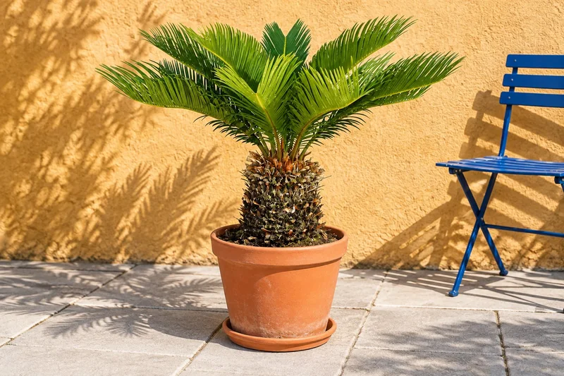 Japanischer Palmfarn in einer KI-gestalteten Szene nach dem Original-Shopbild