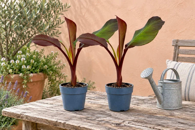 Rote Zierbanane in einer KI-gestalteten Szene nach dem Original-Shopbild