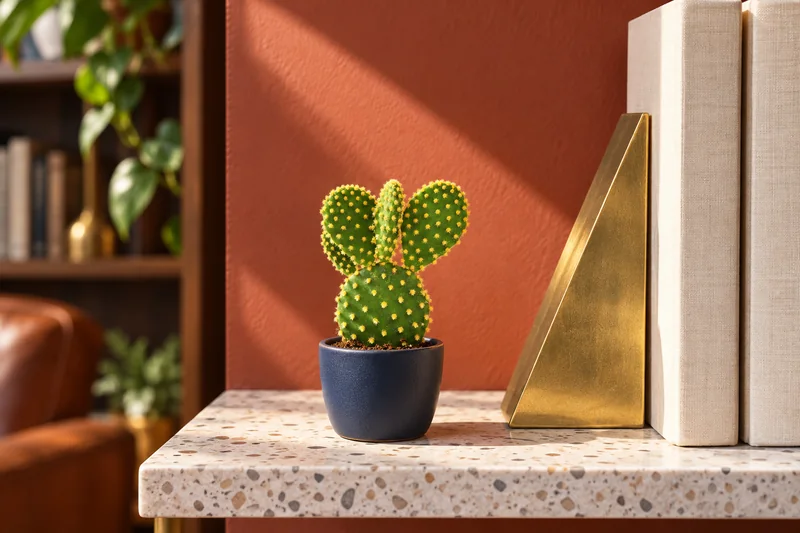 Opuntia microdasys in einer KI-gestalteten Szene nach dem Original-Shopbild