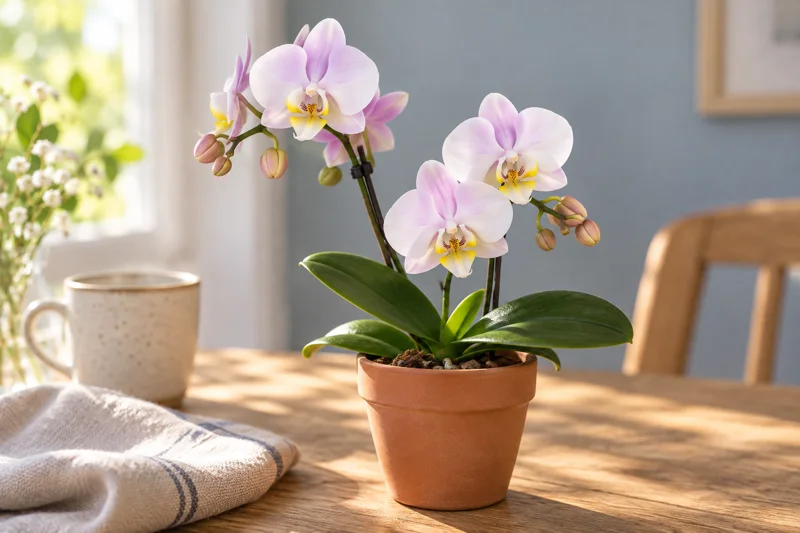Phalaenopsis Portugal in einer hellen warmen KI-Szene