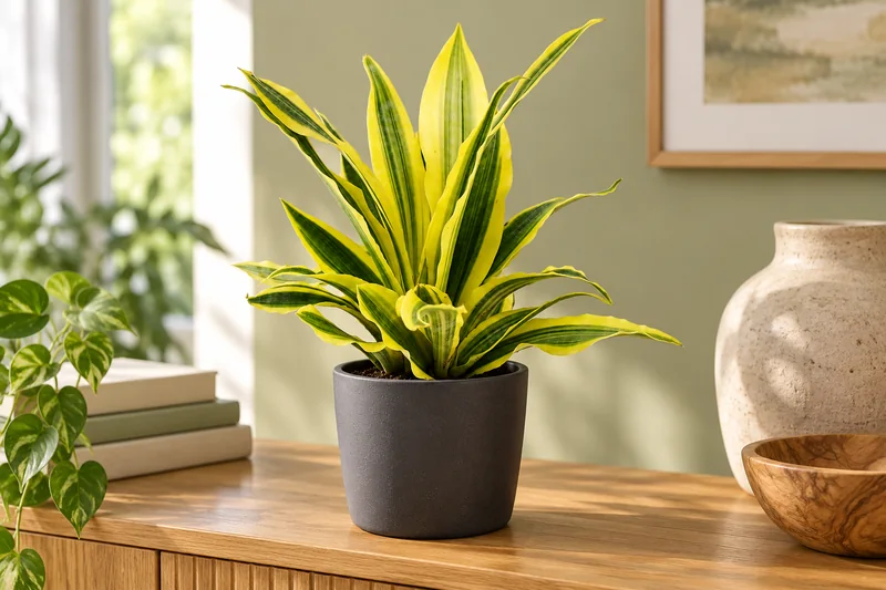 KI-gestaltete Szene von Sansevieria aubrytiana 'Yellowstone' am passenden Standort