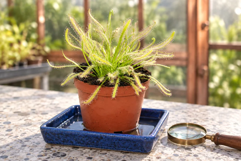 Drosera capensis in einer KI-gestalteten Szene nach dem Original-Shopbild