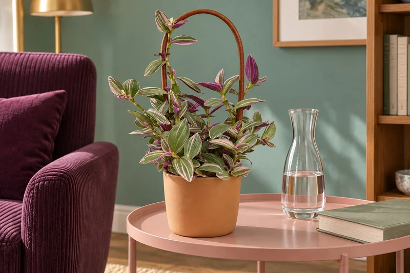 Dreimasterblume Nanouk in einer KI-gestalteten Szene nach dem Original-Shopbild