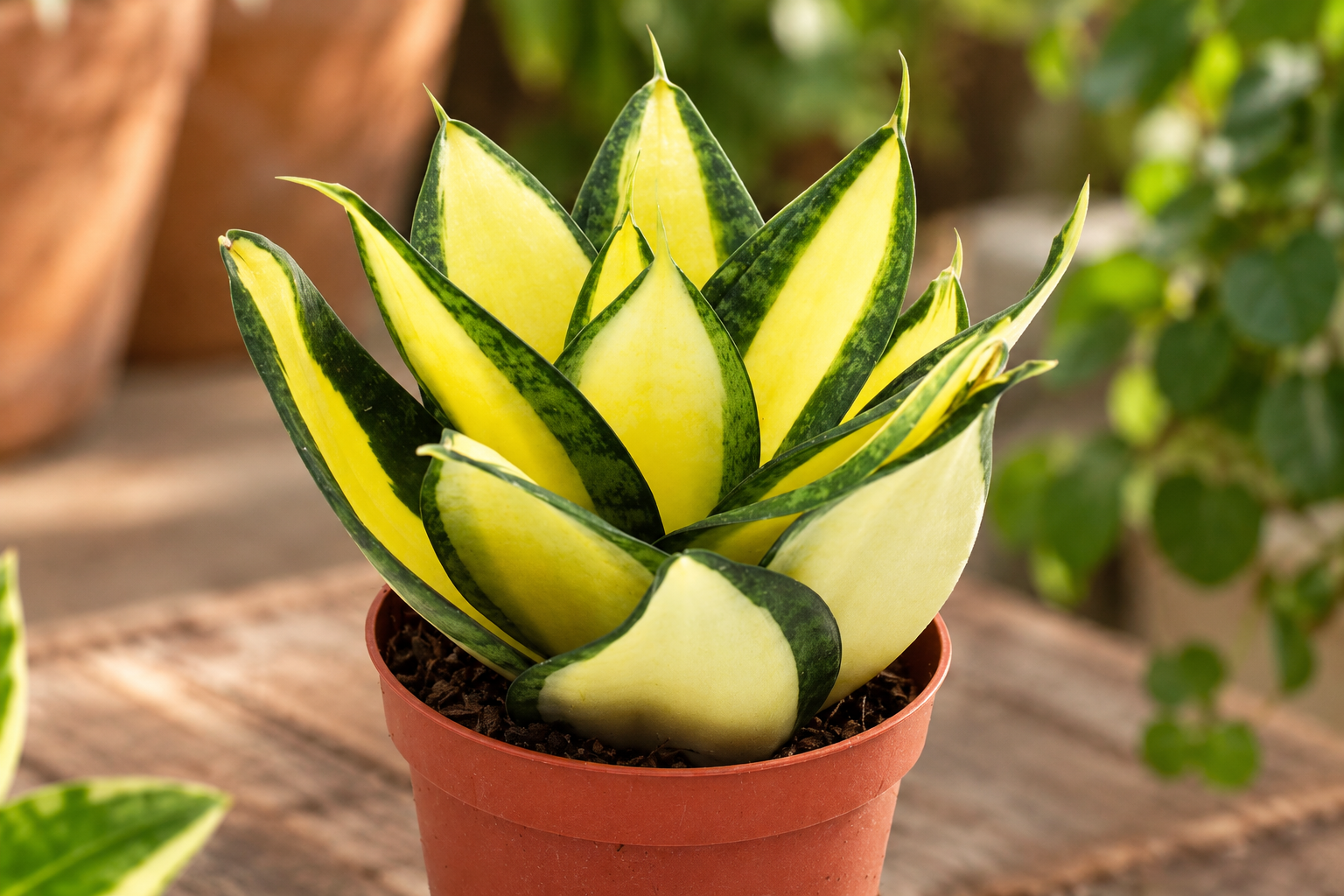 Enlarged AI detail of Sansevieria 'Citrine Star'