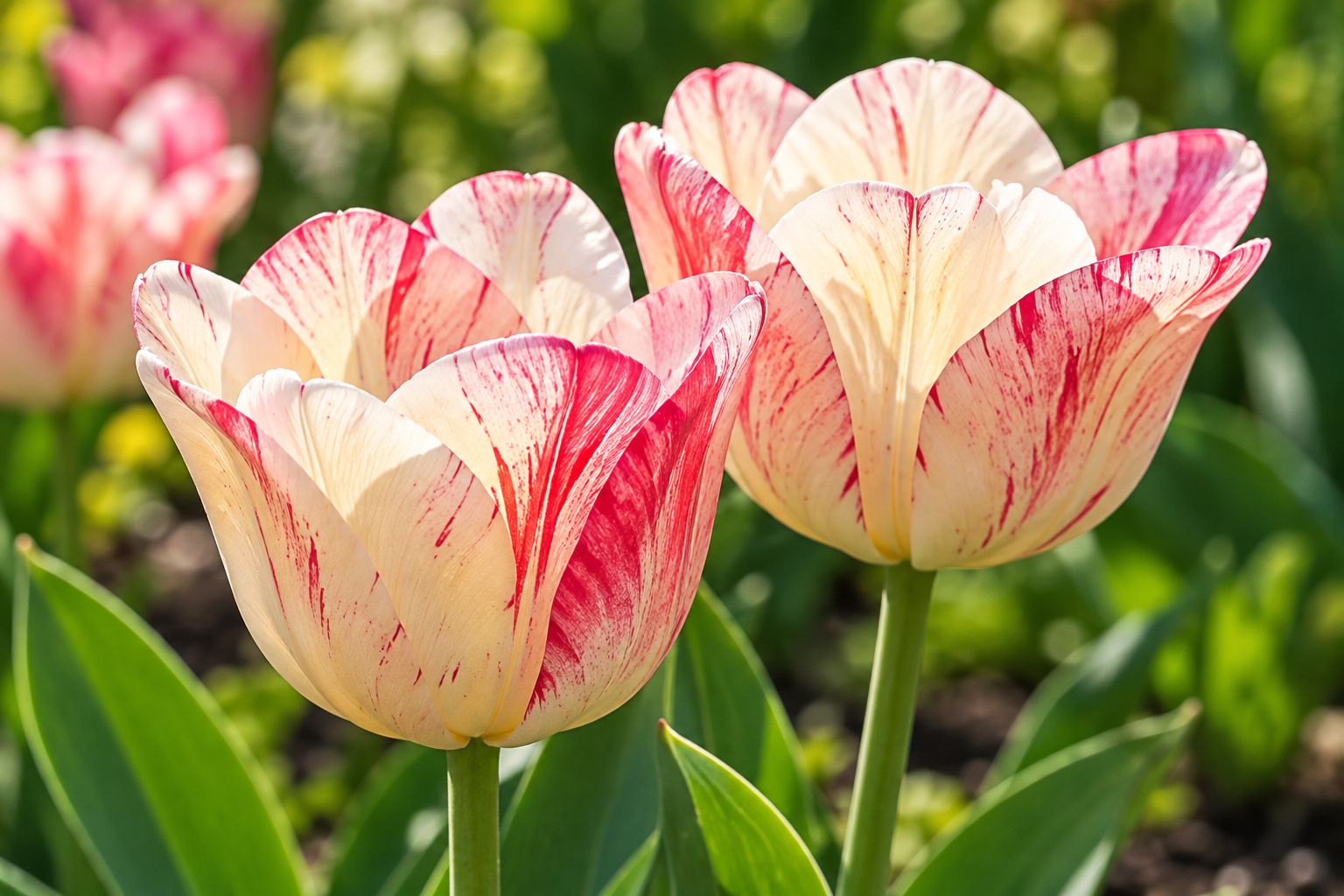 Coupes claires Hemisphere agrandies avec traits et taches rose-rouge ; détail floral ultérieur créé par IA